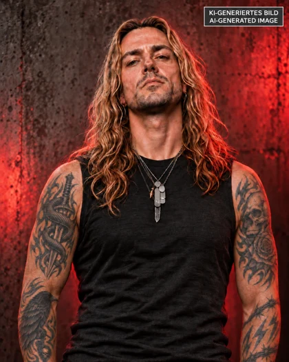 KI-generiertes Porträt der fiktiven Bandfigur Jonas Voss